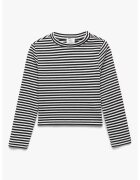KOTON Bluza slim fit cu model in dungi - Negru/Alb optic