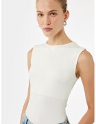 KOTON Body slim fit fara maneci - Alb
