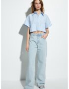 KOTON Camasa crop cu buzunare aplicate - Albastru deschis