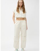 KOTON Camasa crop cu buzunare aplicate - Crem