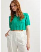 KOTON Camasa crop cu maneci scurte - Verde aquamarin
