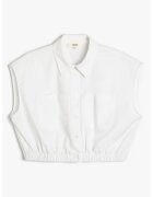 KOTON Camasa crop de bumbac fara maneci - Alb