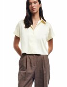 KOTON Camasa crop de satin - Galben pal