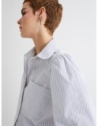 KOTON Camasa crop din amestec de bumbac cu dungi - Albastru deschis