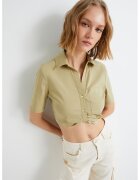 KOTON Camasa crop din amestec de bumbac - Kaki