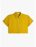 KOTON Camasa crop din amestec de modal - Galben mustar