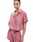 KOTON Camasa crop din amestec de modal - Rosu