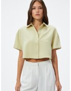 KOTON Camasa crop din amestec de modal - Verde fistic