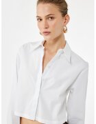 KOTON Camasa crop din bumbac - Alb