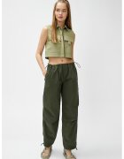 KOTON Camasa crop fara maneci - Kaki