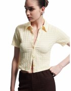 KOTON Camasa crop texturata - Galben pai