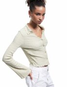 KOTON Camasa slim fit cu maneci clopot - Bej/Maro nisip