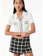 KOTON Camasa uni tricotata - Alb/Negru