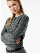 KOTON Cardigan crop cu nasturi - Gri inchis melange