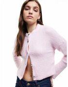 KOTON Cardigan cu nasturi in forma de inima - Roz pal