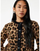 KOTON Cardigan cu nasturi si animal print - Maro inchis/Bej