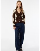 KOTON Cardigan lejer cu model geometric - Maro inchis/Bej