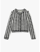 KOTON Cardigan pufos cu modle houndstooth - Alb/Negru