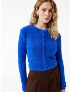 KOTON Cardigan pufos slim fit - Albastru royal