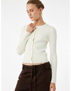 KOTON Cardigan striat cu nasturi - Alb