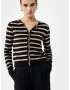 KOTON Cardigan tricotat fin cu model in dungi - Negru/Maro nisip