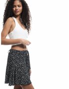 KOTON Fusta mini cu model floral - Alb/Negru