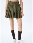 KOTON Fusta mini cu pliuri si talie inalta - Kaki inchis