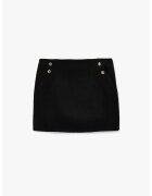 KOTON Fusta mini din tuid cu nasturi decorativi - Negru