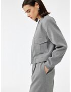 KOTON Jacheta crop cu buzunare cu clapa - Gri