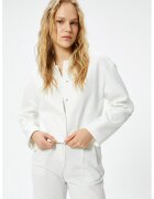 KOTON Jacheta crop uni - Alb murdar