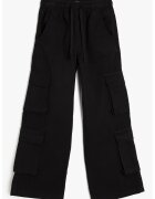 KOTON Pantaloni cargo cu croiala ampla si cordon in talie - Negru
