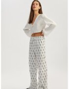 KOTON Pantaloni cu croiala ampla - Alb fildes/Negru stins