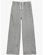KOTON Pantaloni cu croiala ampla - dungi si talie ajustabila - Alb/Gri melange