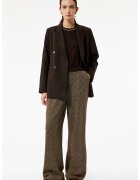 KOTON Pantaloni cu croiala ampla si model Herringbone - Maro