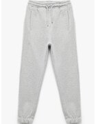 KOTON Pantaloni de trening cu snur elastic - Gri deschis melange