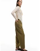 KOTON Pantaloni drepti cu buzunare laterale - Verde masliniu