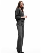 KOTON Pantaloni evazati cu model in dungi - Gri inchis melange