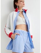 KOTON Pantaloni scurti cu dungi si talie inalta - Alb/Albastru pastel