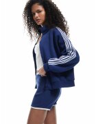 KOTON Pantaloni scurti cu talie inalta si aspect striat - Albastru inchis