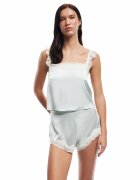 KOTON Pantaloni scurti de pijama cu aspect satinat si captuseala din dantela - Verde pal