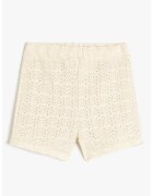 KOTON Pantaloni scurti tricotati din amestec de bumbac - Crem
