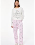 KOTON Pijama lunga de bumbac cu imprimeu - Alb/Negru/Roz