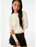 KOTON Pulover crop cu decolteu la baza gatului - Bej deschis