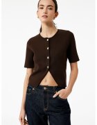 KOTON Pulover crop cu decolteu la baza gatului - Maro inchis