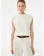 KOTON Pulover crop cu maneci scurte - Alb murdar