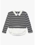 KOTON Pulover cu dungi - guler clasic si model 2-in-1 - Alb/Negru