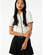KOTON Pulover cu maneci scurte - Alb fildes/Negru
