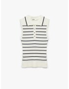 KOTON Pulover polo fara maneci - Alb/Albastru ultramarin