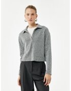 KOTON Pulover polo striat - Gri melange