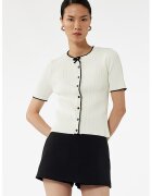 KOTON Pulover slim fit cu maneci scurte - Alb fildes/Negru